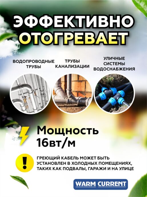 Саморегулирующийся греющий кабель на трубу 16вт/метр 250 метров бухта (на отрез)